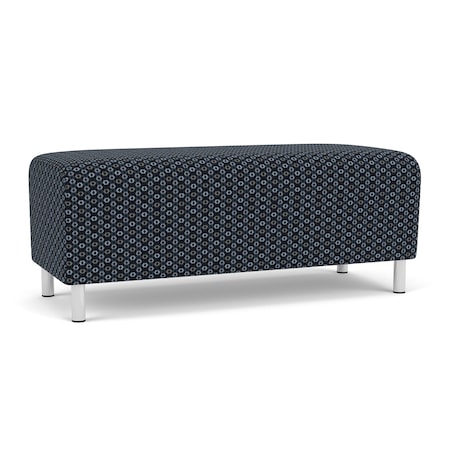 Lesro Siena Lounge Reception Loveseat Bench, Brushed Steel, RS Night Sky Upholstery SN6001